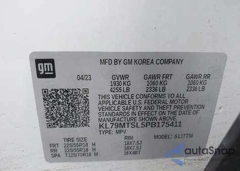 2023 Chevrolet Trailblazer Rs из США, поврежденный, VIN KL79MTSL5PB175411